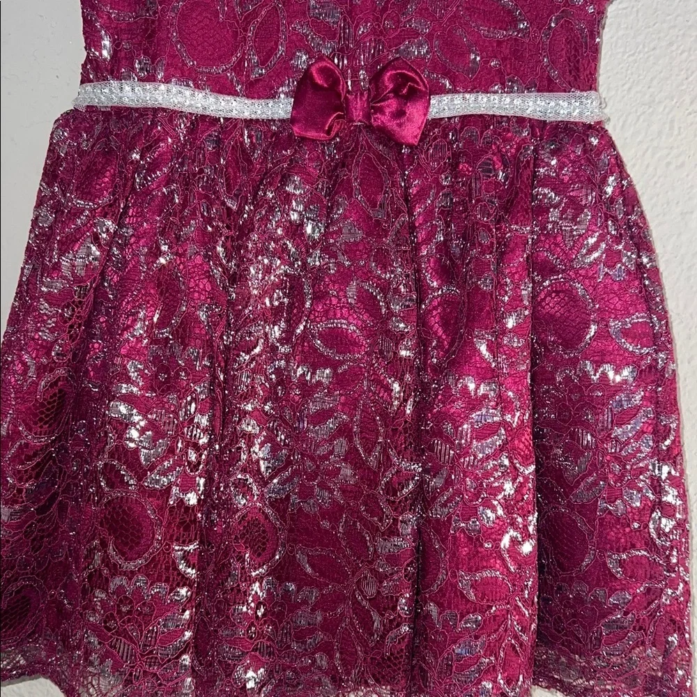 Elegant Burgundy Lace Kids Dress